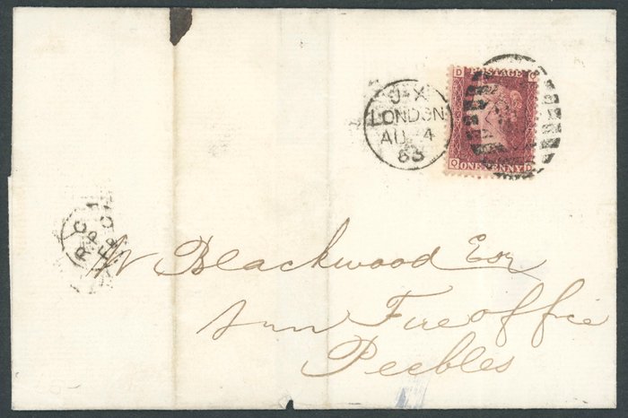 Storbritannien 1850/1855 - Storbritannien - 2 x Bahnpost - jeweils frankiert mit One Penny rotbraun Mi.Nr. 3 und 10 sowie dieverse