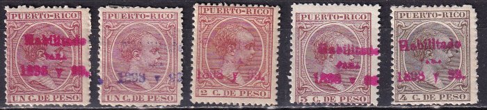 Puerto Rico  - 1898/1899 - Autoriseret - Edifil 150/166 - Ufuldstændig serie