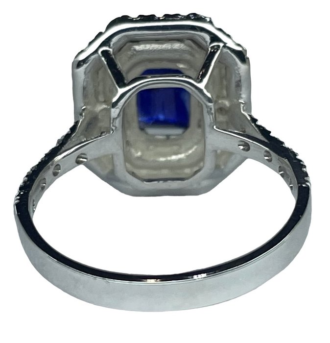 Ingen mindstepris - Ring - 18 kraat Hvidguld Safir - Diamant - INGEN RESERVEPRIS