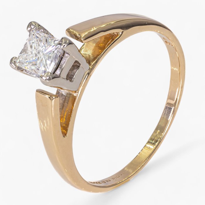 Ring - 14 karat Gulguld, Hvidguld, IGI Antwerpen - 0,40 ct diamanter -  0.40ct. tw. Diamant (Natur)