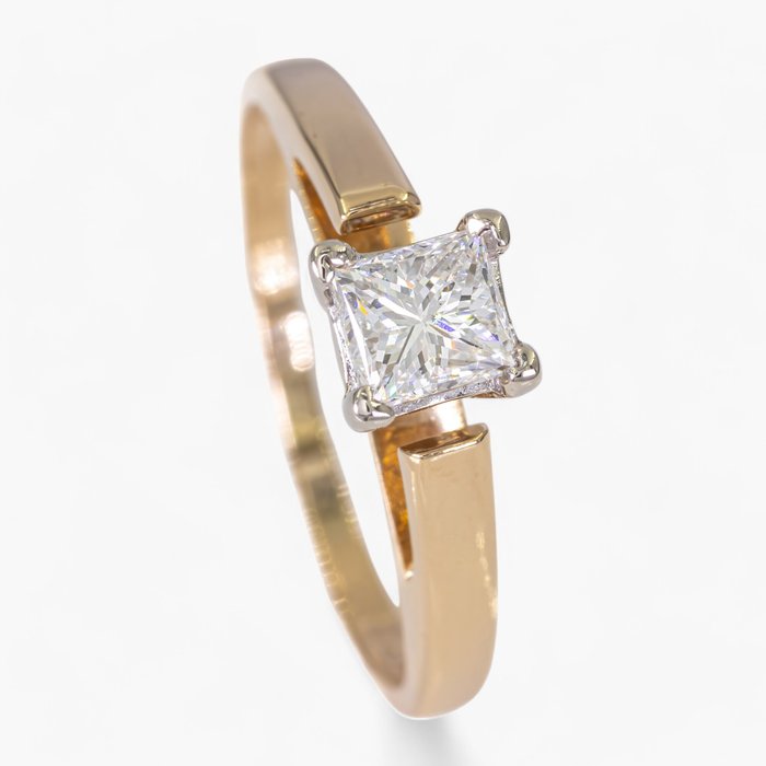 Ring - 14 karat Gulguld, Hvidguld, IGI Antwerpen - 0,40 ct diamanter -  0.40ct. tw. Diamant (Natur)