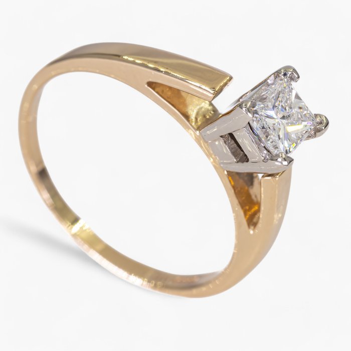 Ring - 14 karat Gulguld, Hvidguld, IGI Antwerpen - 0,40 ct diamanter -  0.40ct. tw. Diamant (Natur)