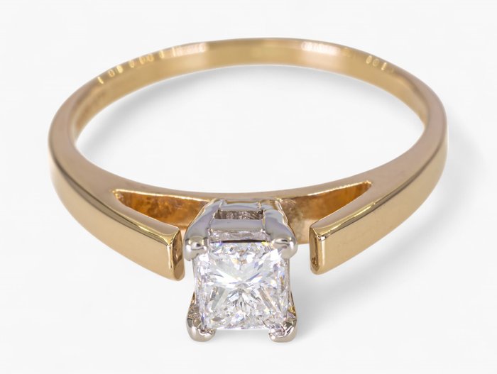 Ring - 14 karat Gulguld, Hvidguld, IGI Antwerpen - 0,40 ct diamanter -  0.40ct. tw. Diamant (Natur)