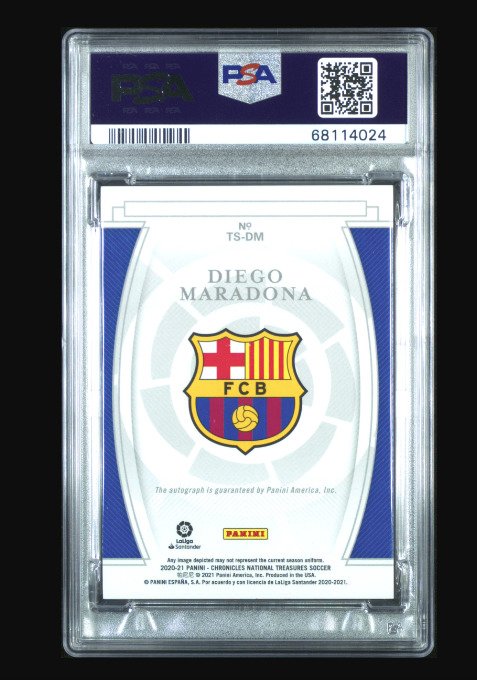 2020 Panini Chronicles National Treasures - Diego Maradona Treasured Signature /10 - POP 2 PSA 9 Graded card