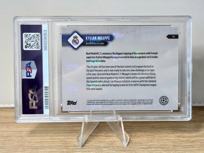 2024-25 Topps Now UCL Kylian Mbappé, Welcome to Real Madrid PSA 10 Graded card