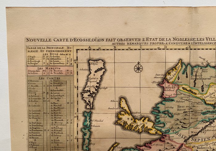 Scotland - Skotland; H. Chatelain - Nouvelle Carte D'Ecosse, ou L'on Fait Observer L'Etate De Nobelesse Les Villes, et Les Bourgs Qui - 1701-1720