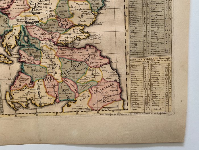 Scotland - Skotland; H. Chatelain - Nouvelle Carte D'Ecosse, ou L'on Fait Observer L'Etate De Nobelesse Les Villes, et Les Bourgs Qui - 1701-1720