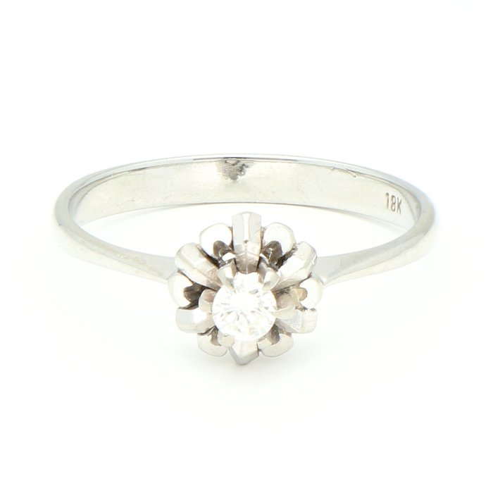 Ring - 18 kraat Hvidguld Diamant (Natur)