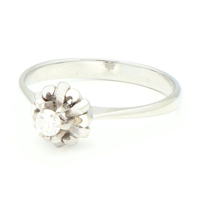 Ring - 18 kraat Hvidguld Diamant (Natur)