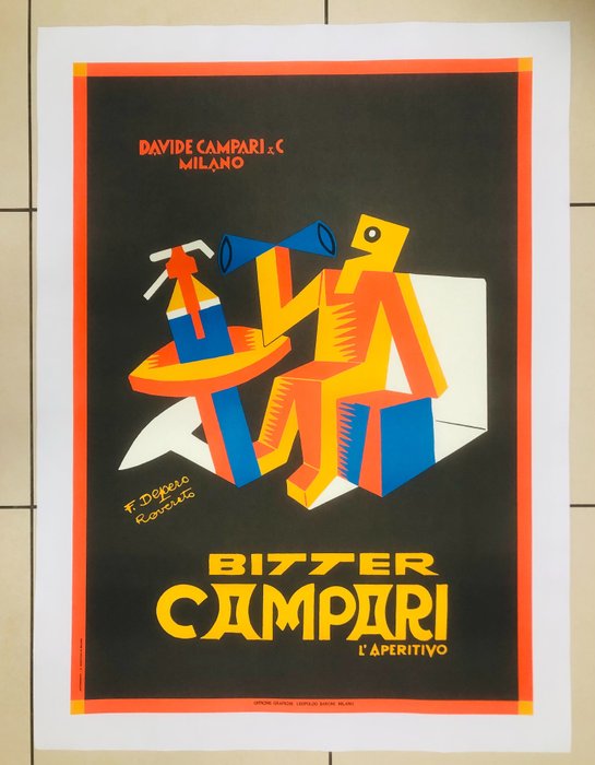 Fortunato Depero - Bitter Campari (linen backed on canvas) - 1970‹erne