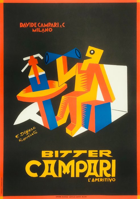 Fortunato Depero - Bitter Campari (linen backed on canvas) - 1970‹erne