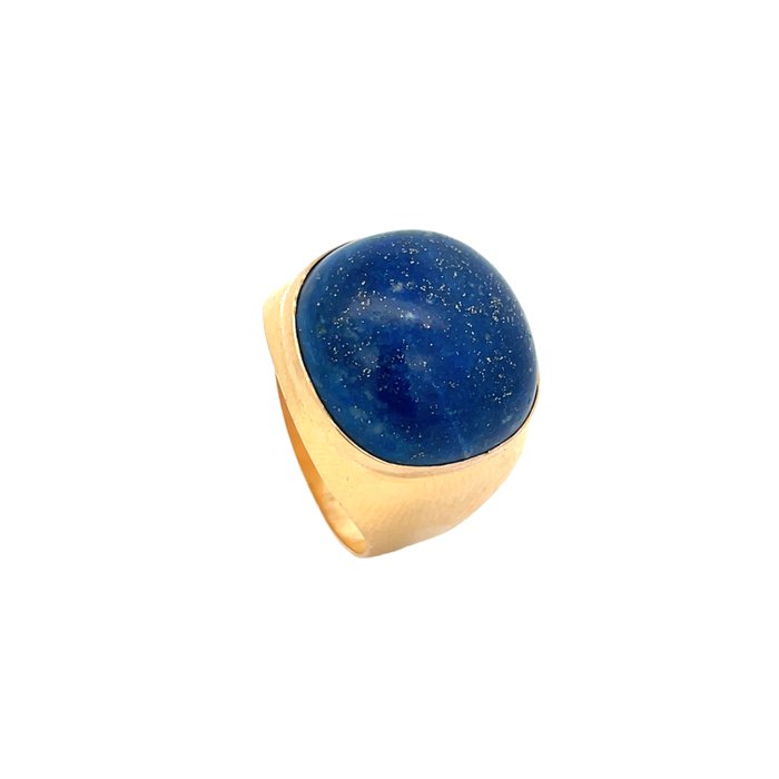 Ring - 18 kraat Gulguld Lapis lazuli - Fin vene af pyrit