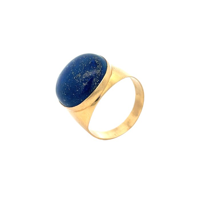 Ring - 18 kraat Gulguld Lapis lazuli - Fin vene af pyrit