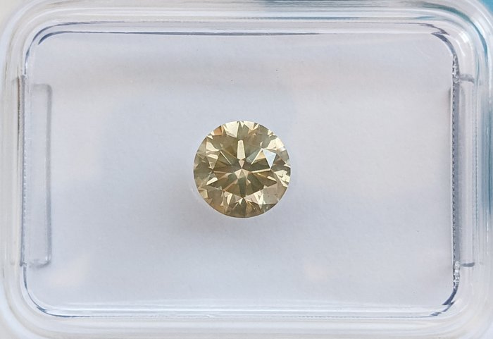 Ingen mindstepris - 1 pcs Diamant  (Naturfarvet)  - 0.61 ct - Rund - Fancy Brunlig, Grå Gul - SI2 - International Gemological Institute (IGI)