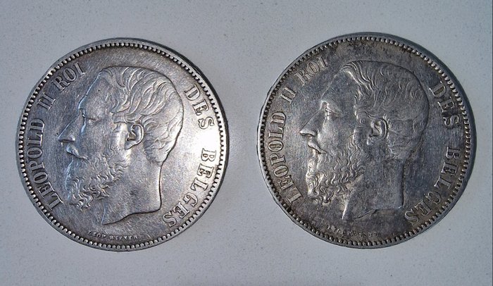 Belgien. Leopold II (1865-1909). 5 Francs 1876  (Ingen mindstepris)