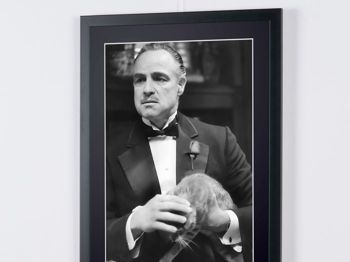 The Godfather, - Marlon Brando as "Don Vito Corleone" - Fine Art Photography - Luxury Wooden Framed 70X50 cm - Limited Edition Nr 03 of 30 - Serial ID 20535 - Original Certificate (COA), Hologram Logo Editor and QR Code - 100% New items.