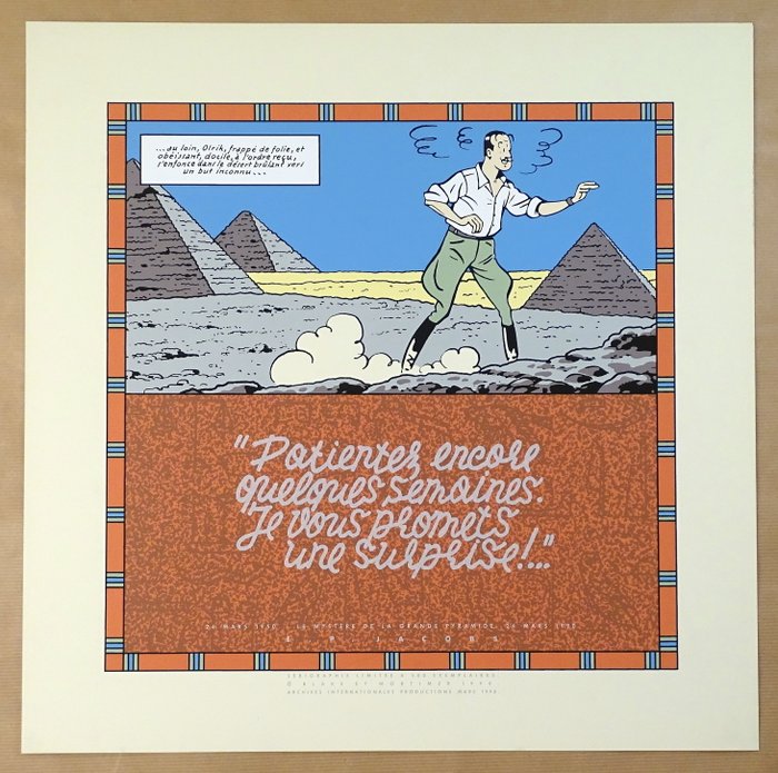 Jacobs, Edgar Pierre - 1 Silkscreen - Blake  Mortimer - Le Mystère de la Grande Pyramide - 1990