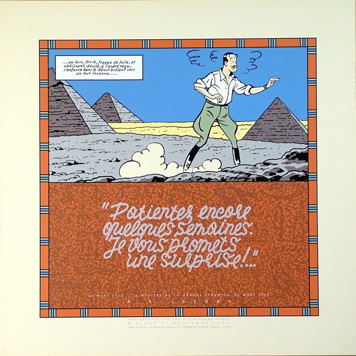 Jacobs, Edgar Pierre - 1 Silkscreen - Blake  Mortimer - Le Mystère de la Grande Pyramide - 1990