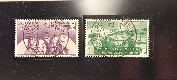 Italien Kongerige 1935/1935 - Hundredåret for Bellinis død - Sassone aerea 93 e 94