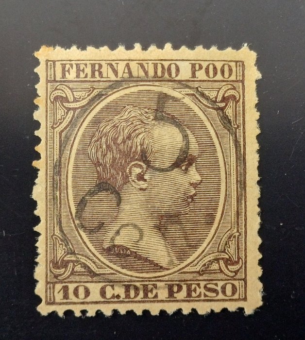 Fernando Poo 1896 - Alfonso XIII. Overbelastet tætning. - Edifil 40D