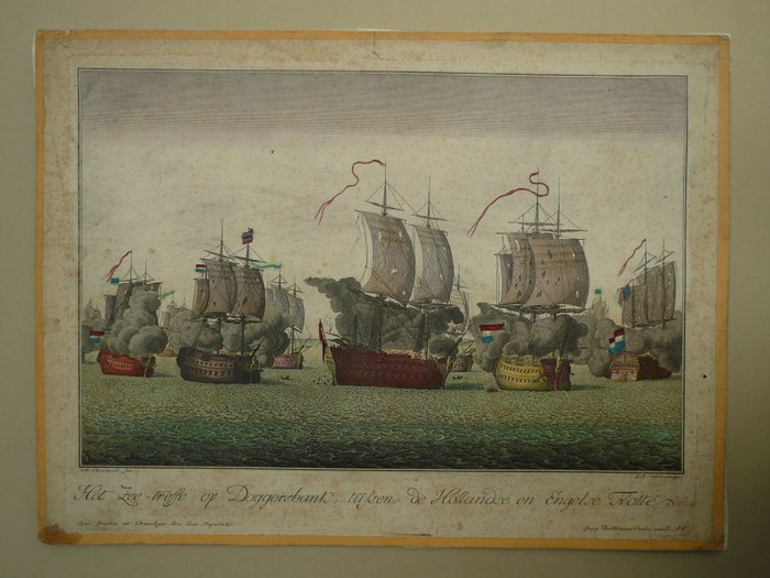 Europa - Nordsøen / Holland / Doggersbank; Georg Matthäus Probst / Georg Balthasar Probst - Het Zee-treffe op Doggersbank tussen de Hollandse en Engelse Flotte - 1721-1750