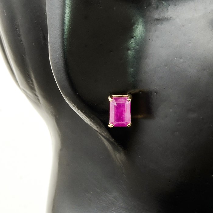 Ingen mindstepris - Øreringe - 14 karat Gulguld -  2.63ct. tw. Rubin