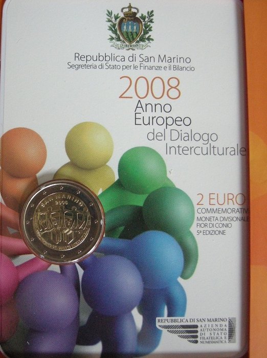 San Marino 2 Euro 2008 "Dialogo Interculturale"  (Ingen mindstepris)