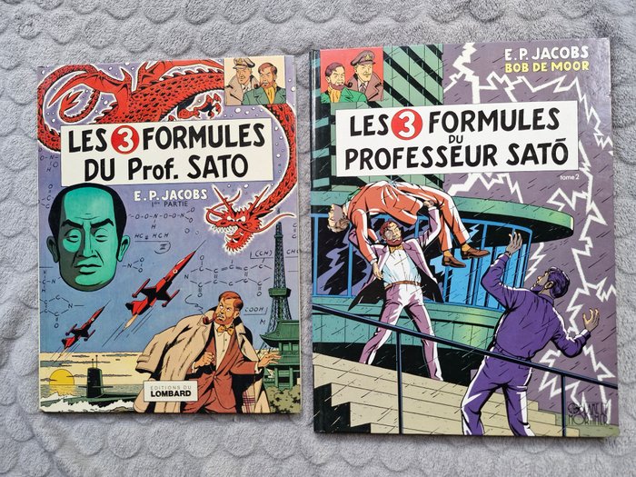 Blake  Mortimer - Les 3 Formules du prof Sato T1 + T2 - 2x C - 2 Album - Første udgave - 1977/1990