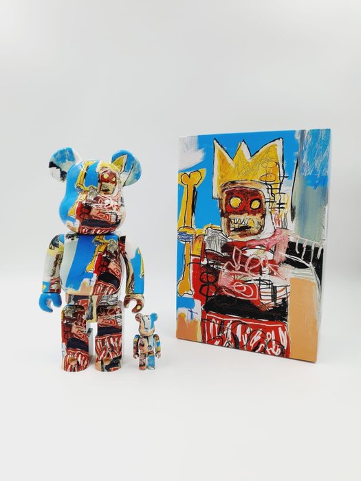 Medicom Toy X Jean Michel Basquiat - MedicomBe@rbrick 400% + 100% " Robot King" Bearbrick 2020