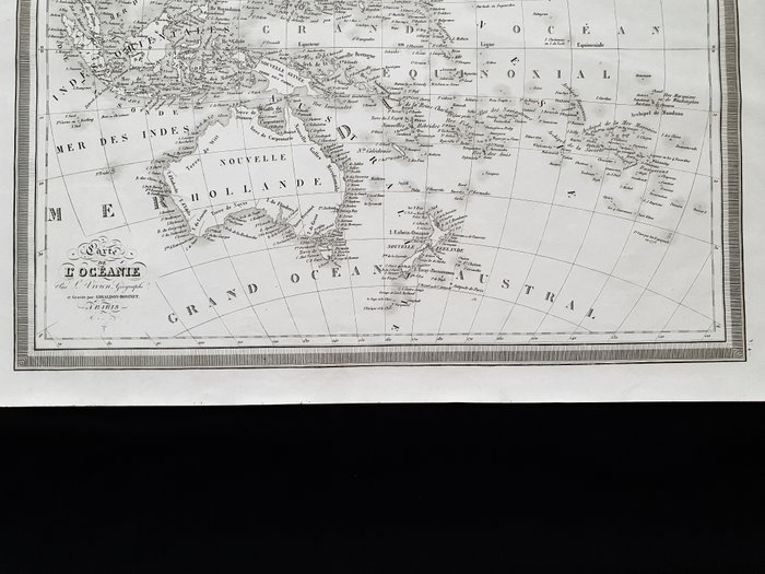 Australien - Oceanien / New Holland / Sydney / New Zealand / Papua / Ny Guinea / Polynesien / Filippinerne; Louis Vivien de Saint Martin - Carte de l'Oceanie - 1821-1850