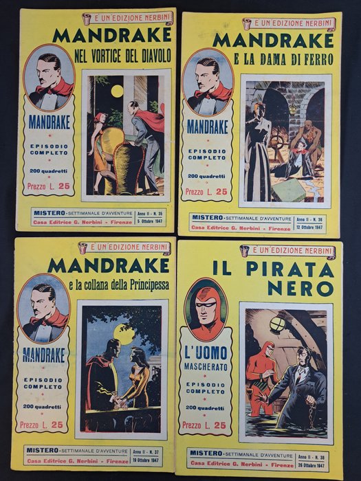 Mistero Nerbini - Mandrake L'Uomo Mascherato Cino e Franco - 18 Comic - Første udgave - 1947