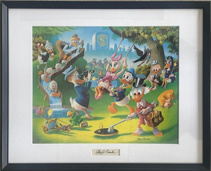 Carl Barks - Holiday in Duckburg - art print with original signature insert - NO RESERVE