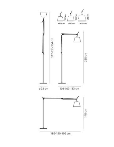 Artemide - Michele De Lucchi, Giancarlo Fassina - Gulvlampe - Tolomeo Mega Floor - Sort - Aluminium