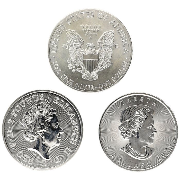 Verden 1 Dollar / 2 Pounds / 5 Dollars 2014/2020 3x1 Oz (999)  (Ingen mindstepris)