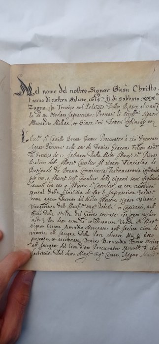 Camillo Bressa dottor Procurator - Treviso Palazzo della Rason 1618. Tutto su Pergamena - 1618