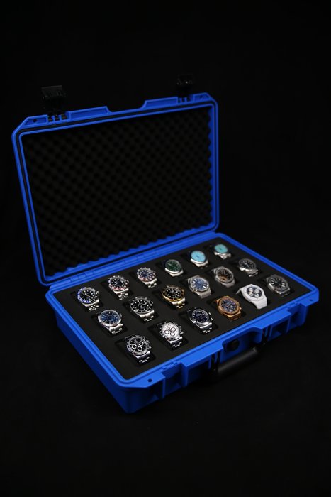 Onverwoestbare horlogekoffer voor 18 horloges - Royal Blue - Originele Elbrus Horology Timepiece