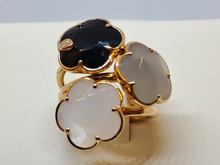 Pasquale Bruni - Ring - Petit joili bouquet - 18 kraat Rosaguld -  11.31ct. tw. Onyx - Diamant - Månesten og onyx