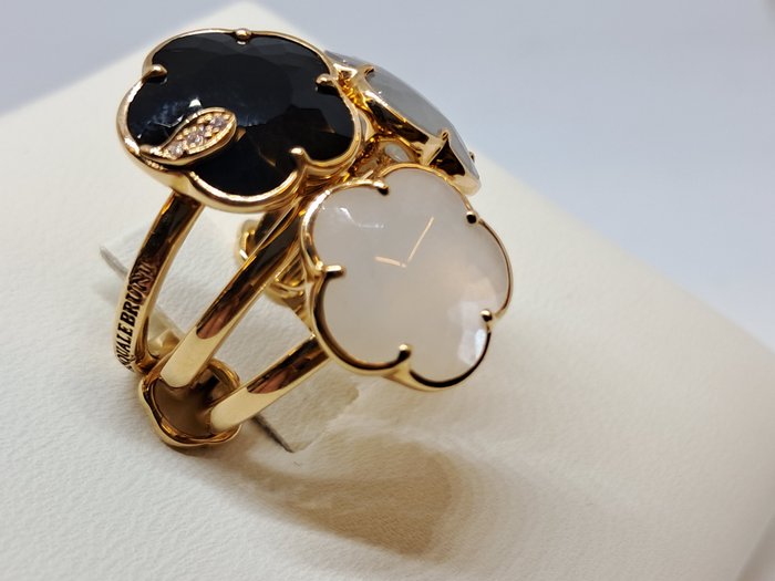 Pasquale Bruni - Ring - Petit joili bouquet - 18 kraat Rosaguld -  11.31ct. tw. Onyx - Diamant - Månesten og onyx