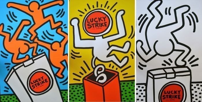 Keith Haring (after) - 3x Lucky Strike - printed by Albin Uldry Switzerland