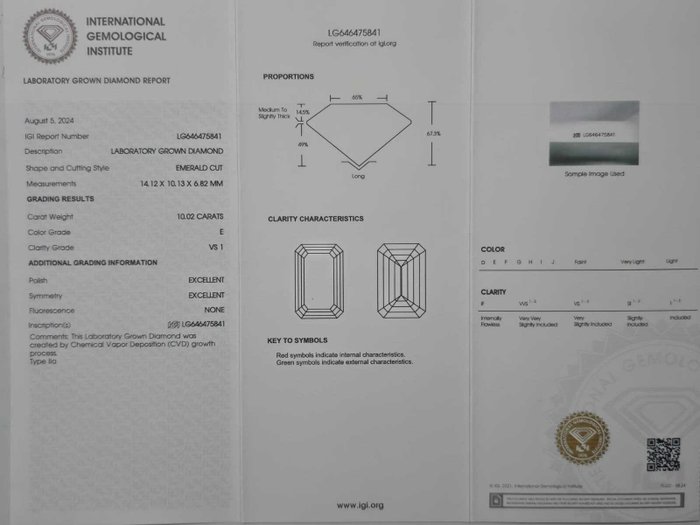 Ring Platin -  10.39ct. tw. Diamant (Laboratoriedyrket) - Diamant - Sjælden størrelse Emerald Cut