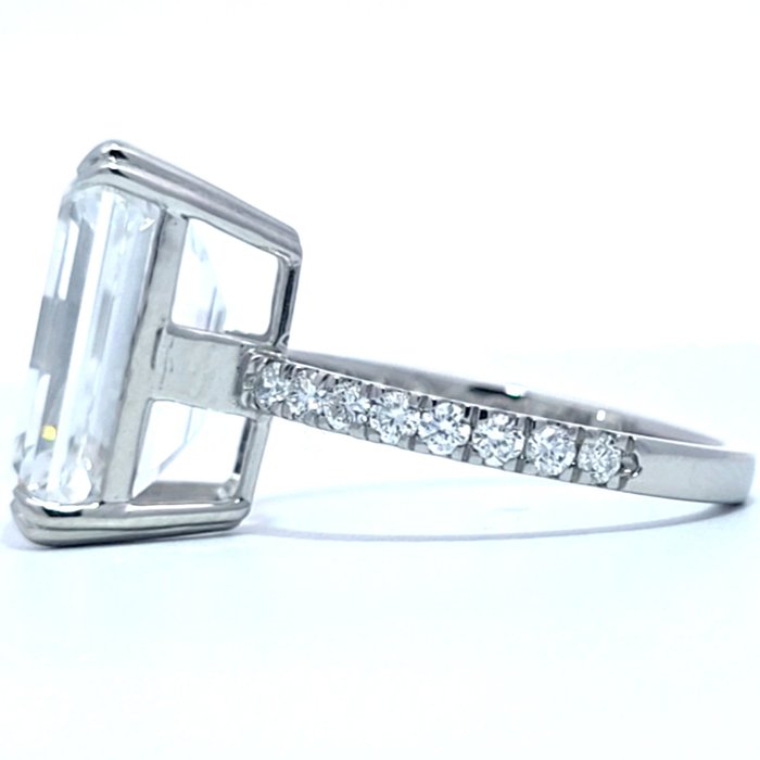 Ring Platin -  10.39ct. tw. Diamant (Laboratoriedyrket) - Diamant - Sjælden størrelse Emerald Cut