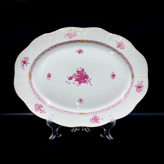 Herend - Exquisite Large Serving Platter (41,5 cm) - "Chinese Bouquet Apponyi Pink" - Platte - Håndmalet porcelæn