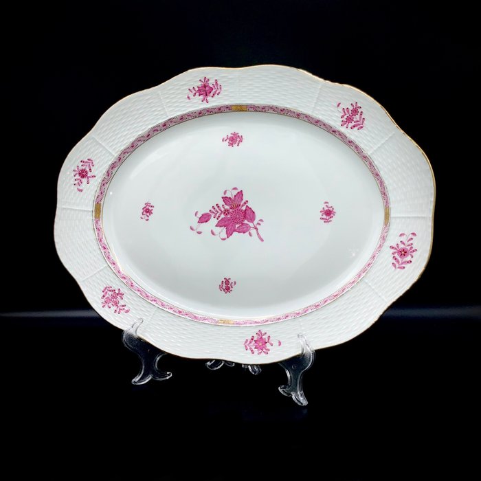 Herend - Exquisite Large Serving Platter (41,5 cm) - "Chinese Bouquet Apponyi Pink" - Platte - Håndmalet porcelæn