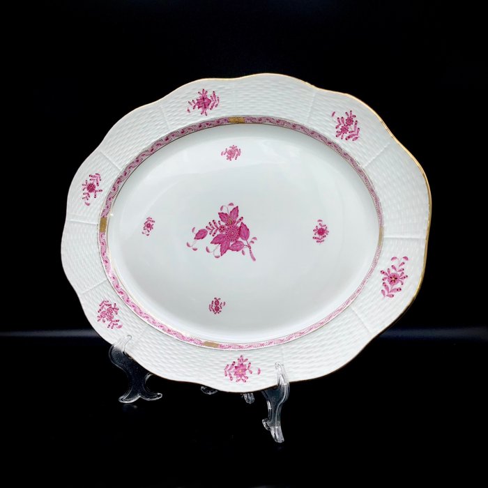 Herend - Exquisite Large Serving Platter (41,5 cm) - "Chinese Bouquet Apponyi Pink" - Platte - Håndmalet porcelæn