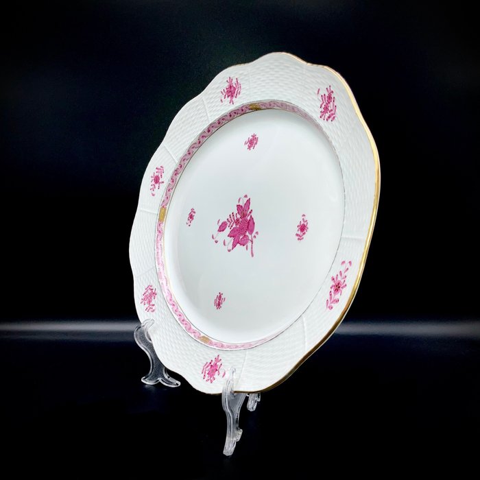 Herend - Exquisite Large Serving Platter (41,5 cm) - "Chinese Bouquet Apponyi Pink" - Platte - Håndmalet porcelæn