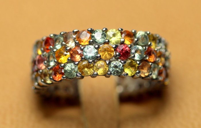 Ingen mindstepris - Ring 14K hvidguld belagt 925 Sterling Sølv - Safir