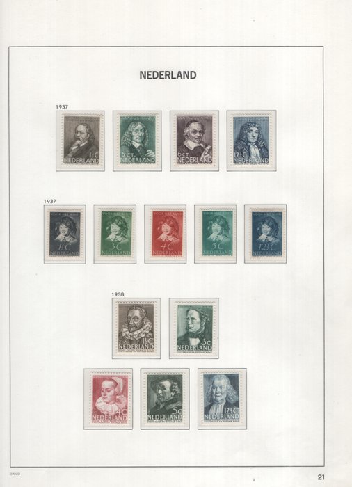 Holland 1936/1944 - Komplet samling af frimærker - inklusive legionblokke, guillochestrimler, Flyvende due - NVPH 263/442