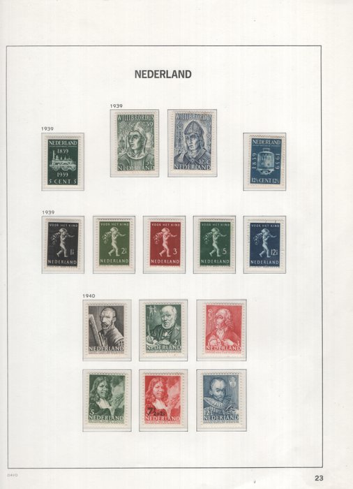 Holland 1936/1944 - Komplet samling af frimærker - inklusive legionblokke, guillochestrimler, Flyvende due - NVPH 263/442