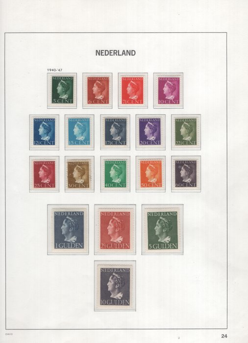 Holland 1936/1944 - Komplet samling af frimærker - inklusive legionblokke, guillochestrimler, Flyvende due - NVPH 263/442