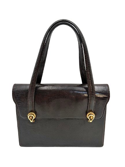 Gucci - lucertola marrone anni 60 - Håndtaske